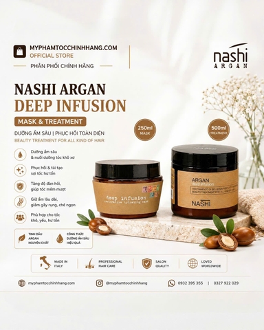 Dầu hấp phục hồi sâu Nashi Argan Deep Infusion 250ml 500ml ( mẫu mới 2026)