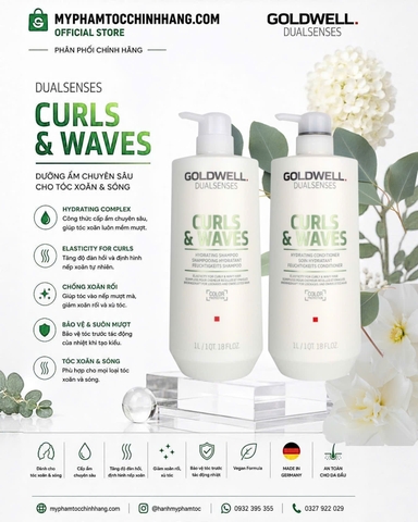 Dầu gội và dầu xả dưỡng tóc xoăn Goldwell Dualsenses Curls & Waves Hydrating Shampoo & Conditioner