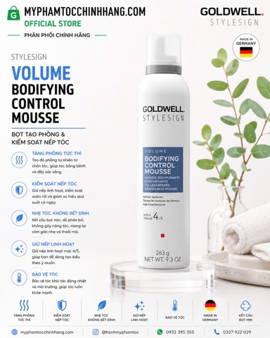 Bọt tạo kiểu tăng phồng Goldwell StyleSign Volume Bodifying Control Mousse 300ml