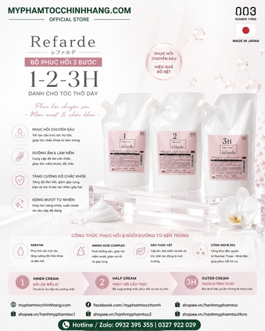 Bộ phục hồi tóc 3 bước Refarde 003 Number Three 500ml+300ml+500ml