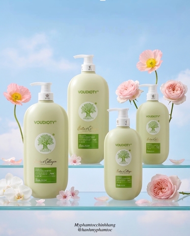 DẦU GỘI XẢ BIOTIN COLLAGEN VOUDIOTY ( CHAI DẸT 2024) XANH KIỀM DẦU MƯỢT TÓC 500ml/ 1000ML