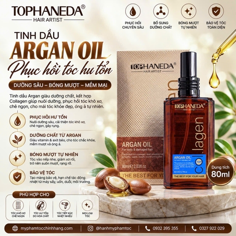 Dầu Dưỡng Tóc Top Haneda Collagen Argan Hair Oil 60ml