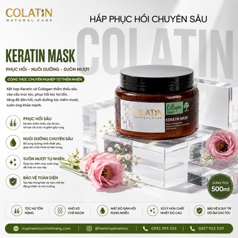 Kem Hấp Phục Hồi Tóc Colatin Collagen Keratin Mask 500ml
