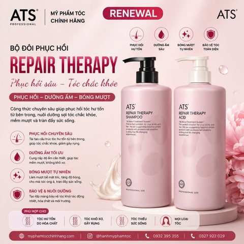 Dầu gội phục hồi tóc uốn ATS + xả phục hồi tóc uốn ATS (ATS Perm Repair Shampoo + ATS Perm Repair Treatment (Mask)