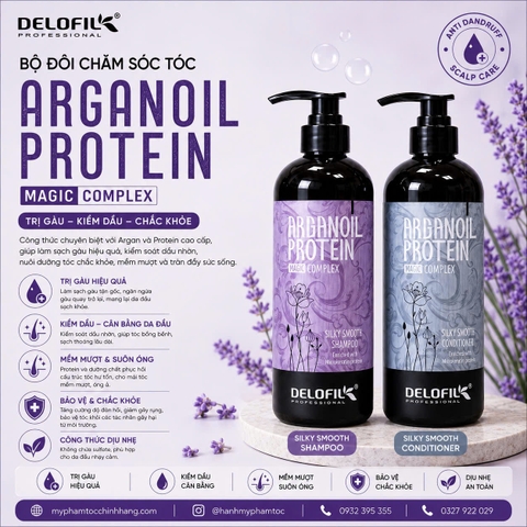 DẦU GỘI XẢ TRỊ GẦU SIÊU MƯỢT DELOFIL ANTI DANDRUFF SHAMPOO & CONDITIONER 500ML - 800ML