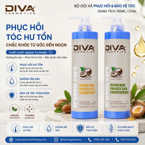 Dầu gội xả Diva Organic Dưỡng Màu và Phục Hồi Tóc Color Protect & Repair Shampoo & Conditioner