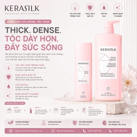 Dầu gội phục hồi chống rụng tăng mật độ tóc Kerasilk Kerasilk Redensifying Shampoo