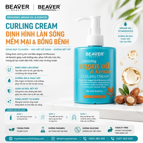 Kem định hình sóng xoăn Beaver Argan Oil 250ml