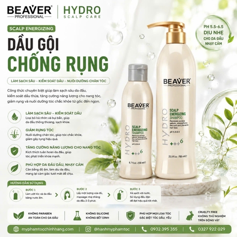 Dầu gội BEAVER số 6 ngăn rụng và kích thích mọc tóc BEAVER Keratin Strengthening Shampoo No.6 – Anti-Hair Loss & Growth Boost 768ml