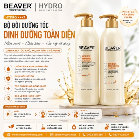 Bộ dầu gội – dầu xả phục hồi siêu dưỡng Beaver 3+ Intensive Care Shampoo & Conditioner