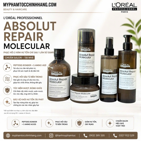 Bộ sản phẩm phục hồi chuyên sâu L'Oréal Professionnel Absolut Repair Molecular