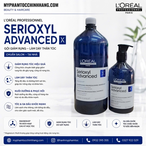 Dầu gội kích thích mọc tóc và làm dày tóc L'Oréal Professionel Serioxyl Advanced 300ml 500ml 1500ml