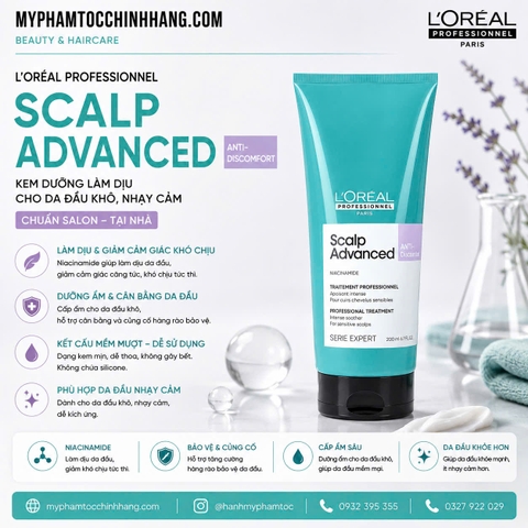 DƯỠNG CHẤT LÀM DỊU DA ĐẦU L'OREAL #SCALPADVANCED ANTI-DISCOMFORT INTENSE SOOTHER 200ML