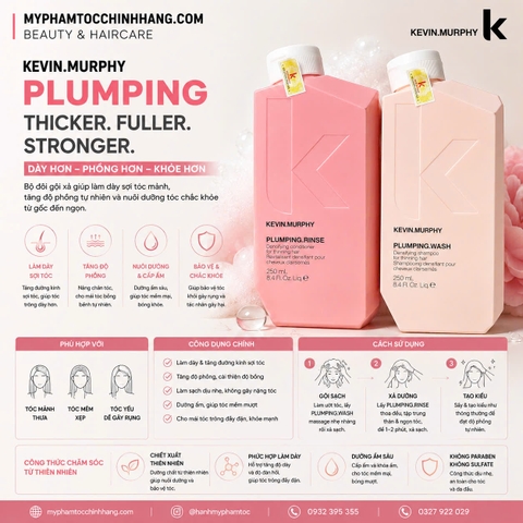 Dầu Gội và dầu xả Làm Dày Tóc Kevin Murphy Plumping 250ml/ 1000ml