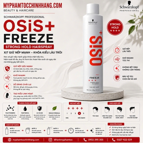 UPDATE MẪU MỚI 2024 GÔM XỊT GIỮ KIỂU TÓC CỨNG OSIS+ 2 FREEZE 300ML