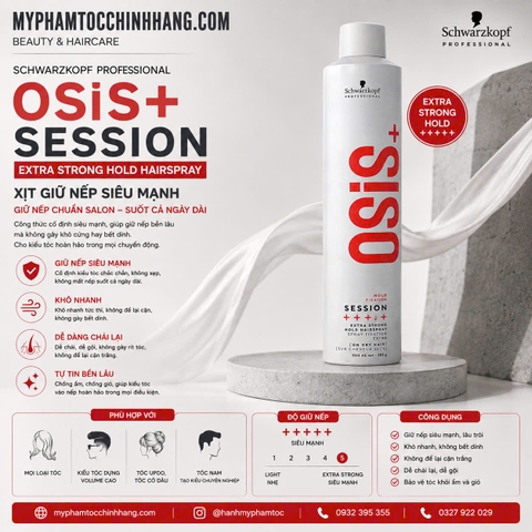 MẪU 2024 KEO (GÔM) XỊT GIỮ KIỂU TÓC RẤT CỨNG OSIS+ SỐ 3 SESSION 300ML