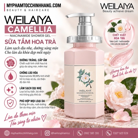 Sữa tắm trắng da hoa trà Weilaiya Camellia Whitening Shower Gel 450ml