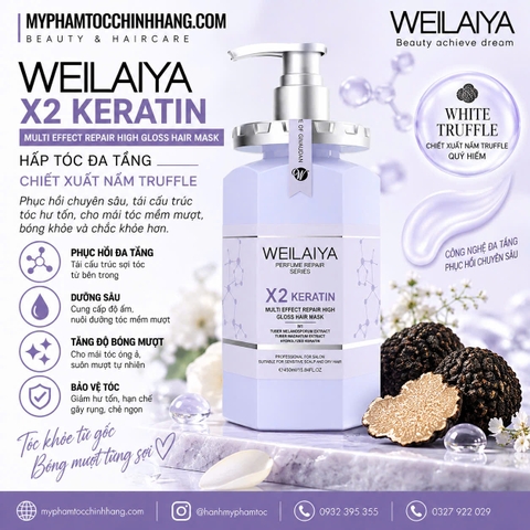 Hấp Đa Tầng Hàn Gắn Liên Kết Tóc Weilaiya Multi Effect Repair High Gloss Hair Mask 450ml