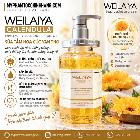 Sữa tắm trắng da cánh hoa cúc vạn thọ Weilaiya (Marigold Petal Whitening Shower Gel) 200ml 450ml