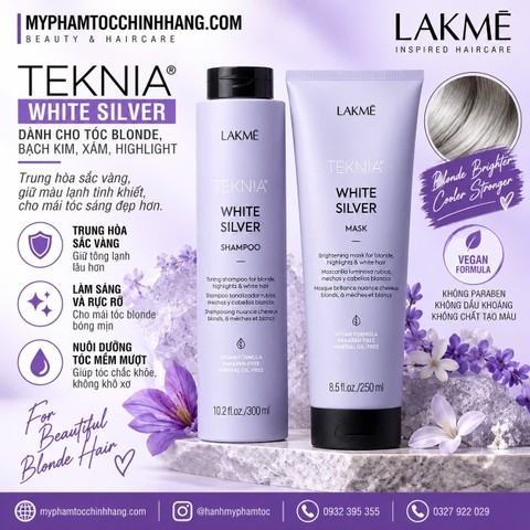 DẦU GỘI XẢ LAKME TEKNIA CHO TÓC NHUỘM MÀU BẠC 300ML - 250ML