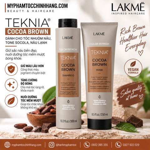 Dầu gội xả cho tóc nhuộm màu nâu LAKME Teknia Cocoa Brown 300ml - 250ml