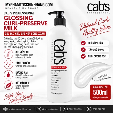 Gel Dưỡng Giữ Nếp Tóc Uốn CAB'S Curl Defining Nourishing Gel 500ml