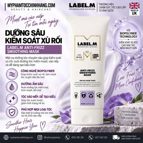 Mặt nạ làm mượt tóc chống xoăn xơ Label.m Anti-Frizz Smoothing Mask 200ml