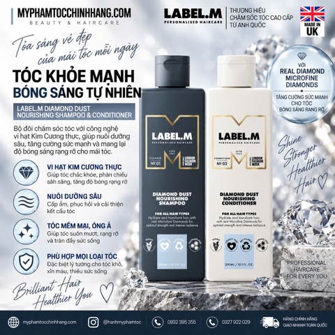 Dầu gội và dầu xả mềm mượt không gây nặng tóc Label.m Diamond Dust Nourishing  300ml 1000ml