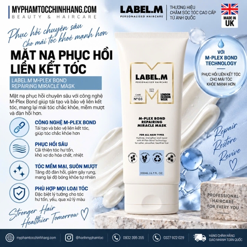 Mặt nạ phục hồi tóc chuyên sâu Label.m M-Plex Bond Repairing Miracle Mask 200ml