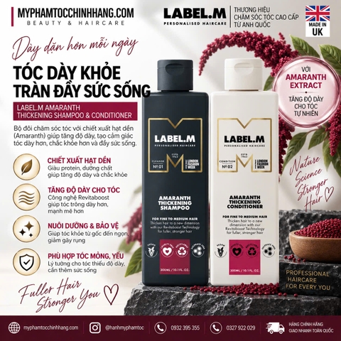 Dầu gội và dầu xả tăng độ dày tóc Label.m Amaranth Thickening Shampoo & Conditioner 300ml 1000ml