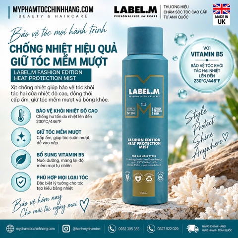 Xịt bảo vệ tóc khỏi nhiệt Label.m Fashion Edition Heat Protection Mist 150ml