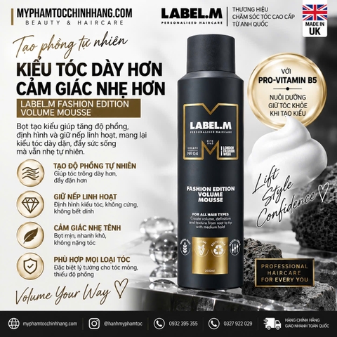 Kem bọt tạo phồng Label.m Fashion Edition Volume Mousse 200ml