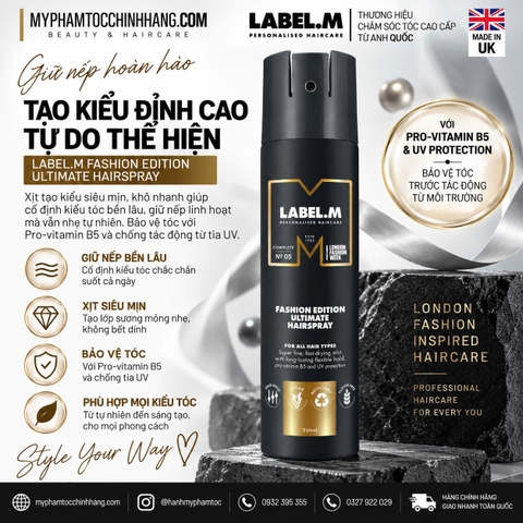 Keo Xịt Giữ Nếp Tóc Label.m Fashion Edition Ultimate Hairspray 250ml