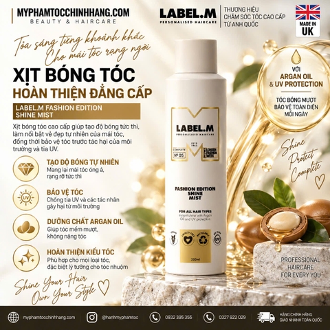 Xịt bóng tóc Label.m Fashion Edition Shine Mist 200ml