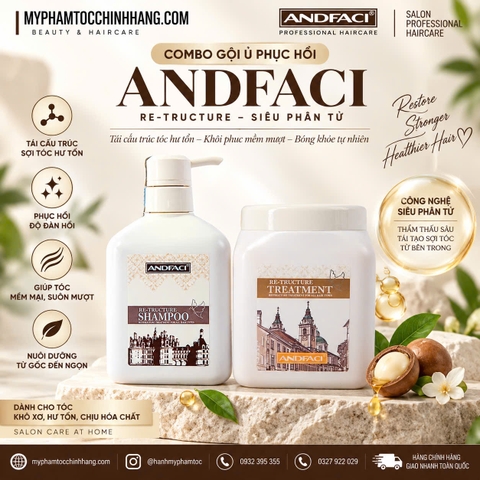Dầu gội xả siêu phân tử Andfaci Re-Structure Argan Oil Shampoo & Conditioner 650ml