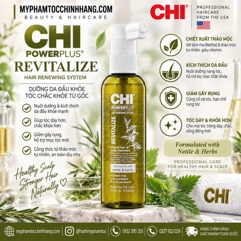 Tinh chất chống rụng và kích thích mọc tóc CHI Power Plus(CHI Power Plus Revitalize Vitamin Hair & Scalp Treatment) 104ml