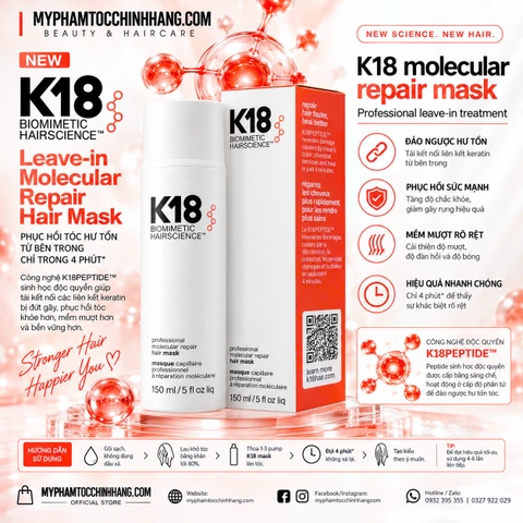 Mặt nạ K18 phục hồi phân tử chuyên nghiệp - K18 professional molecular repair mask 150ML