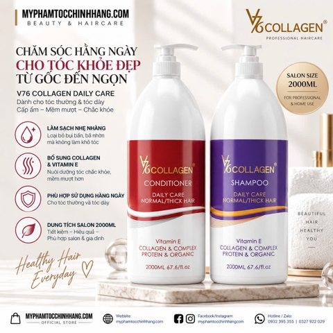 DẦU GỘI XẢ V76 LÀNH TÍNH DÀNH CHO MỌI LOẠI TÓC VÀ DA ĐẦU 2000ML