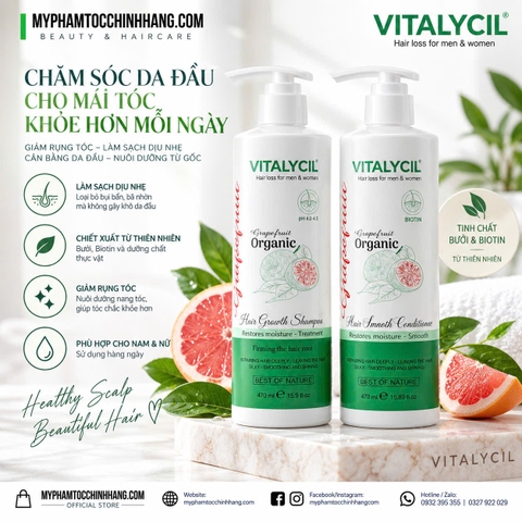 Dầu gội xả bưởi phục hồi, chống rụng kích mọc tóc Vitalycil Organic Care 470ML