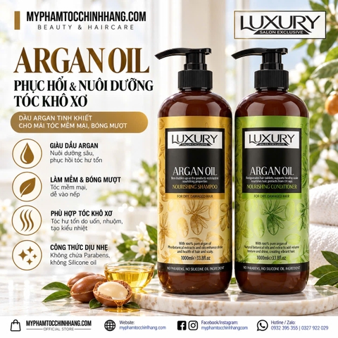 DẦU GỘI XẢ, HẤP, DẦU DƯỠNG TÓC TINH CHẤT ARGAN LUXURY 500ml - 1000ML