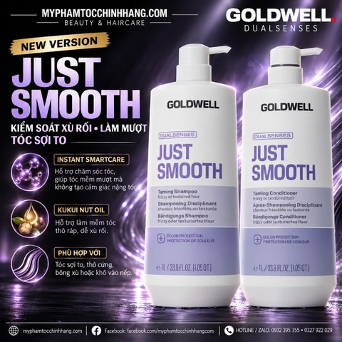 Dầu gội & xả Goldwell làm mượt tóc Dualsenses Just Smooth taming Shampoo & Conditioner