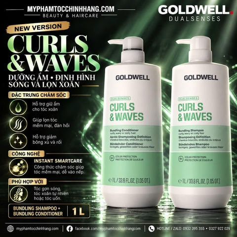 Dầu gội và dầu xả dưỡng tóc xoăn Goldwell Dualsenses Curls & Waves Hydrating Shampoo & Conditioner