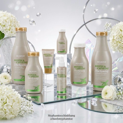 Dầu gội và dầu xả Beaver biotin & caffeine cho tóc rụng, mỏng, yếu 350ml