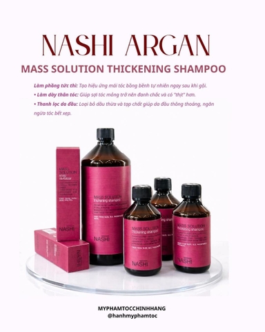Dầu gội tăng cường độ dày, giảm rụng tóc Nashi Argan Mass Solution