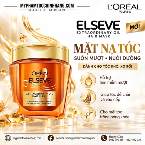 Mặt nạ tóc L’Oréal Paris Elseve Extraordinary Oil Hair Mask Peptide + Flower Oil | Dưỡng tóc khô xơ, mềm mượt và bóng khỏe