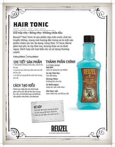 NƯƠC CHẢI TÓC REUZEL GIỮ NẾP NHẸ HAIR TONIC 350ML