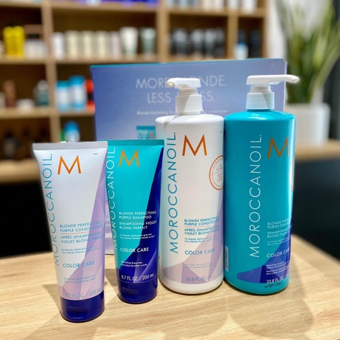 Dầu Gội & Dầu Xả Moroccanoil Tím Khử Ánh Vàng (Moroccanoil Blonde Perfecting Purple Shampoo & Conditioner)
