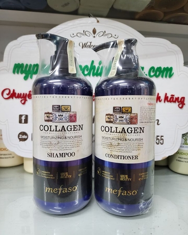 Bộ Dầu Gội và Dầu Xả Collagen Mefaso 850ml