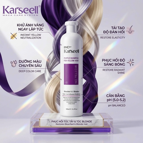 Dầu Gội Khử Vàng Karseell No Yellow Silver Shampoo 500ml –1000ml