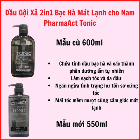 Dầu gội xả Tonic Rinse In Shampoo PHARMAACT Nhật Bản 600ml